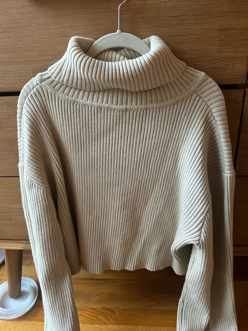 Tan Ribbed Turtleneck Sweater - Women's Cozy Knit